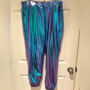 XL blue shiny metallic joggers